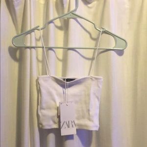 NWT Zara basic white ribbed crop